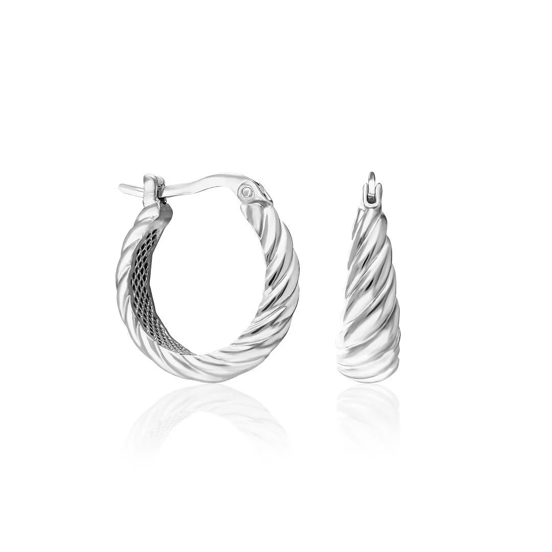 Gebogene Ring-Ohrringe / 925 SILBER