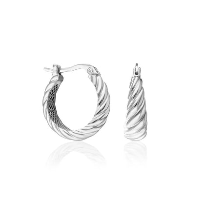 Gebogene Ring-Ohrringe / 925 SILBER