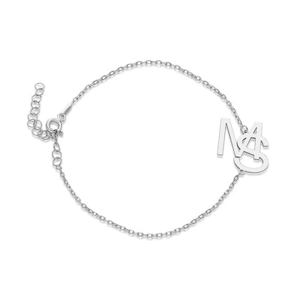 Zwei-Buchstaben Design Armband / 925 SILBER