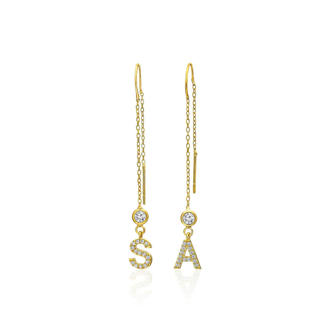 Swinging Letter Earrings / 925 SILBER