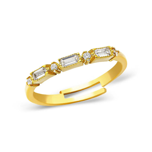 Ring mit gepunktetem Baguette Stein / 925 SILBER
