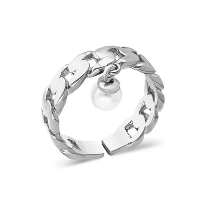 Perlen Anhänger Ring / 925 SILBER