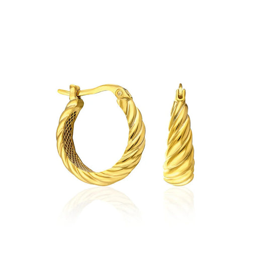 Gebogene Ring-Ohrringe / 925 SILBER