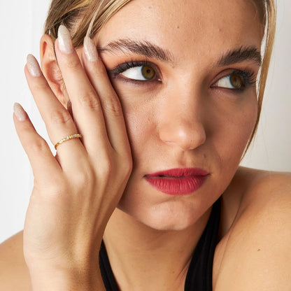 Ring mit gepunktetem Baguette Stein / 925 SILBER