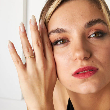 Ring mit gepunktetem Baguette Stein / 925 SILBER