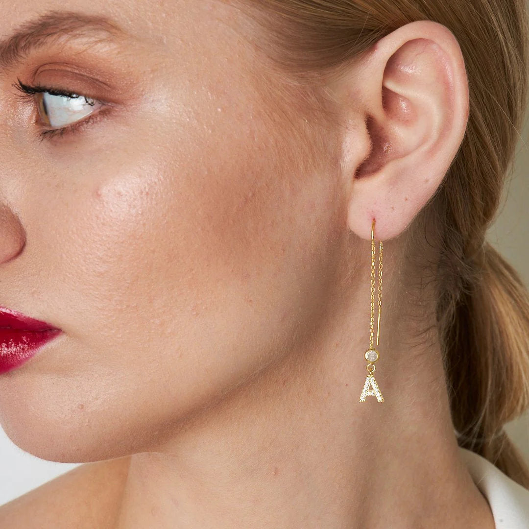 Swinging Letter Earrings / 925 SILBER