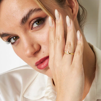 Schmetterling Ring mit Details / 925 SILBER
