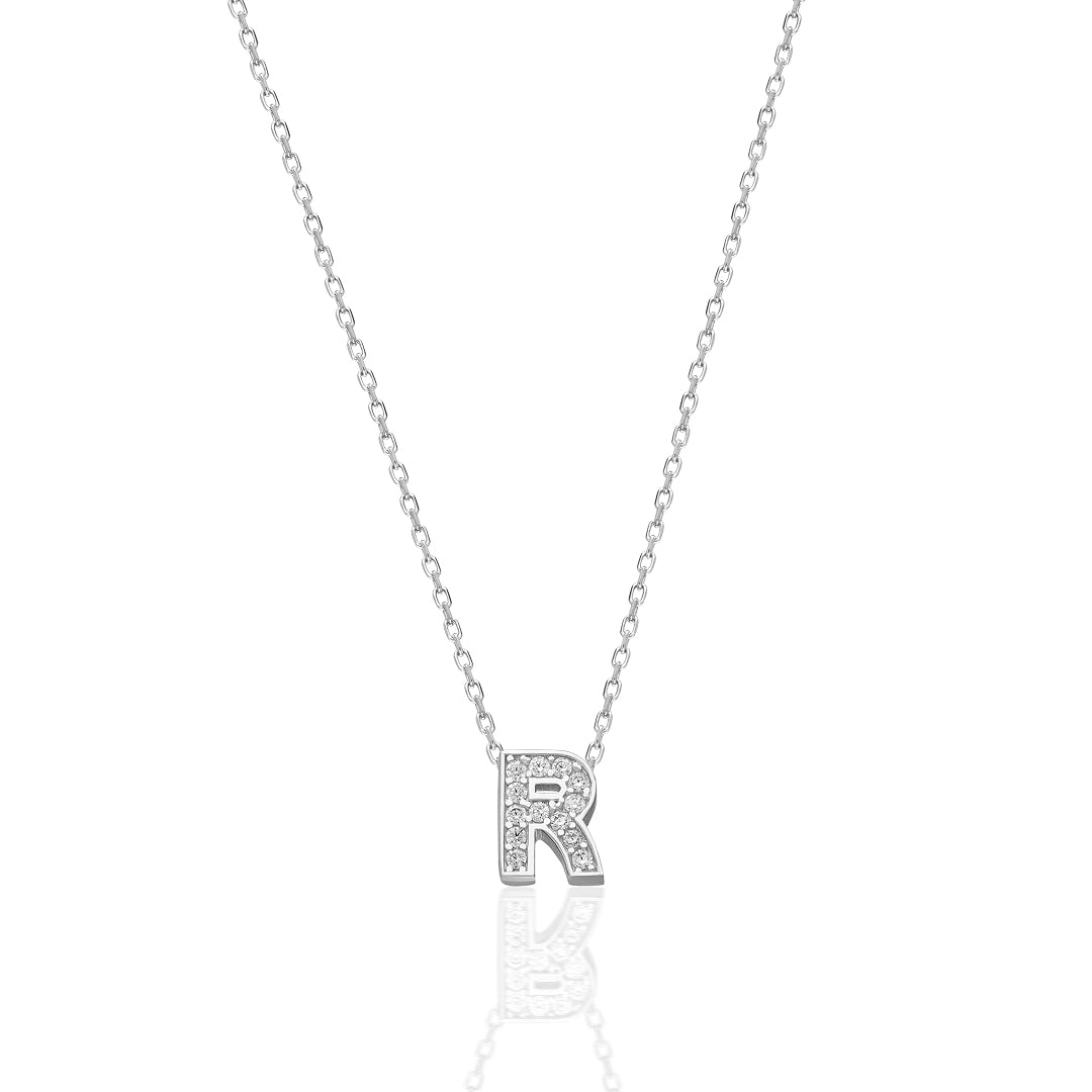 Zirkonia Buchstabe Halskette 925 Silber