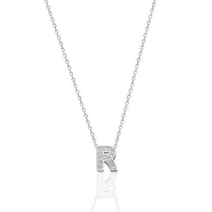 Zirkonia Buchstabe Halskette 925 Silber